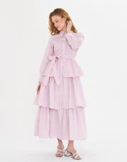 çizgili kat kat elbise